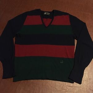Dunhill Cashmere Jumper Striped Sweater V-Neck 40